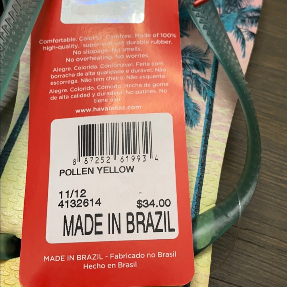 🎉HP🎉NWT! Havaianas yellow palm tree flip flops - Picture 7 of 7